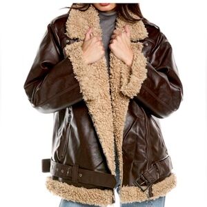 WeWoreWhat Oversized Sherpa Moto Jacket (size small) - Never Worn (NWT)!